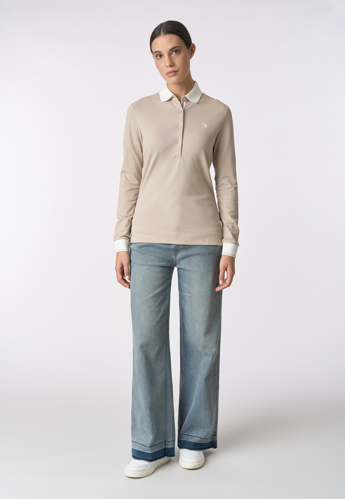 Polo shirt a maniche lunghe micro piquet stretch