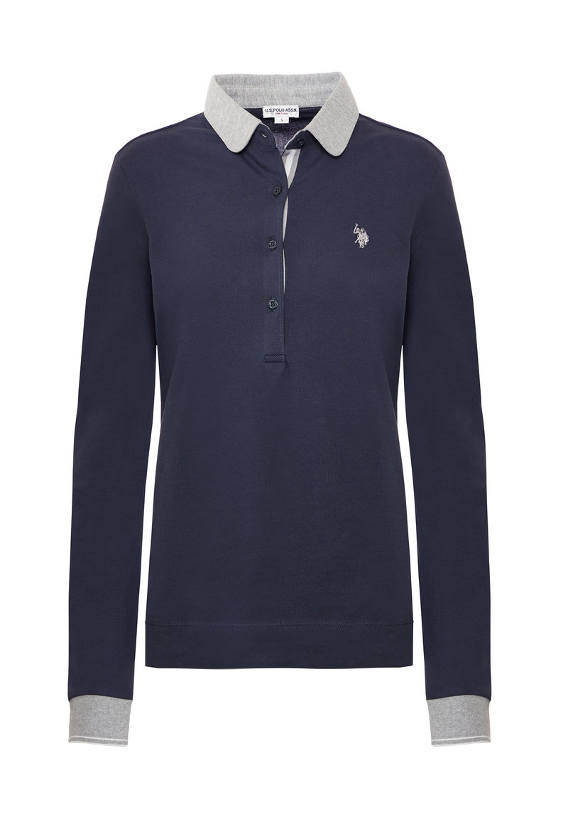Polo shirt a maniche lunghe micro piquet stretch