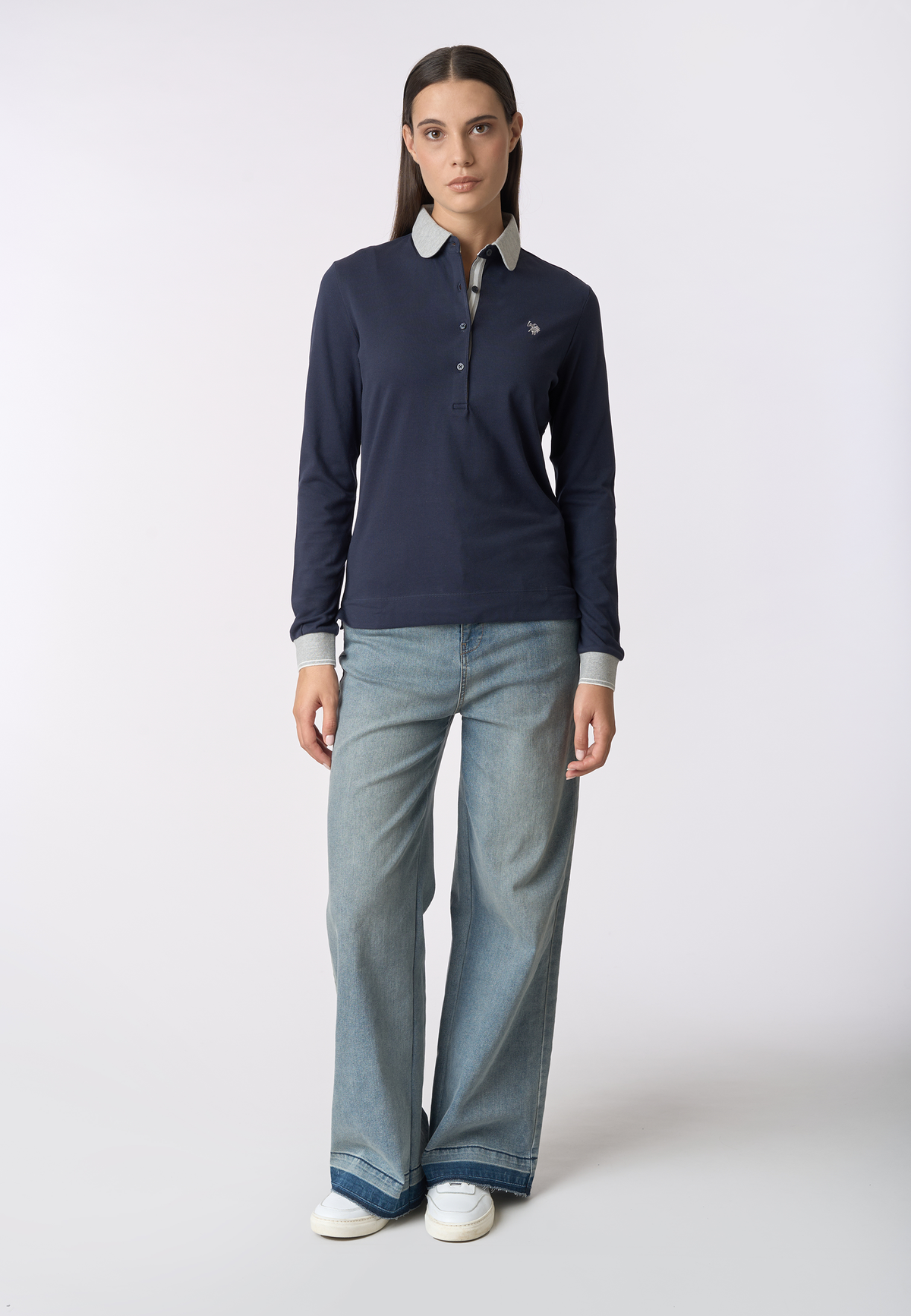 Polo shirt a maniche lunghe micro piquet stretch