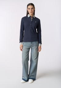Polo shirt a maniche lunghe micro piquet stretch