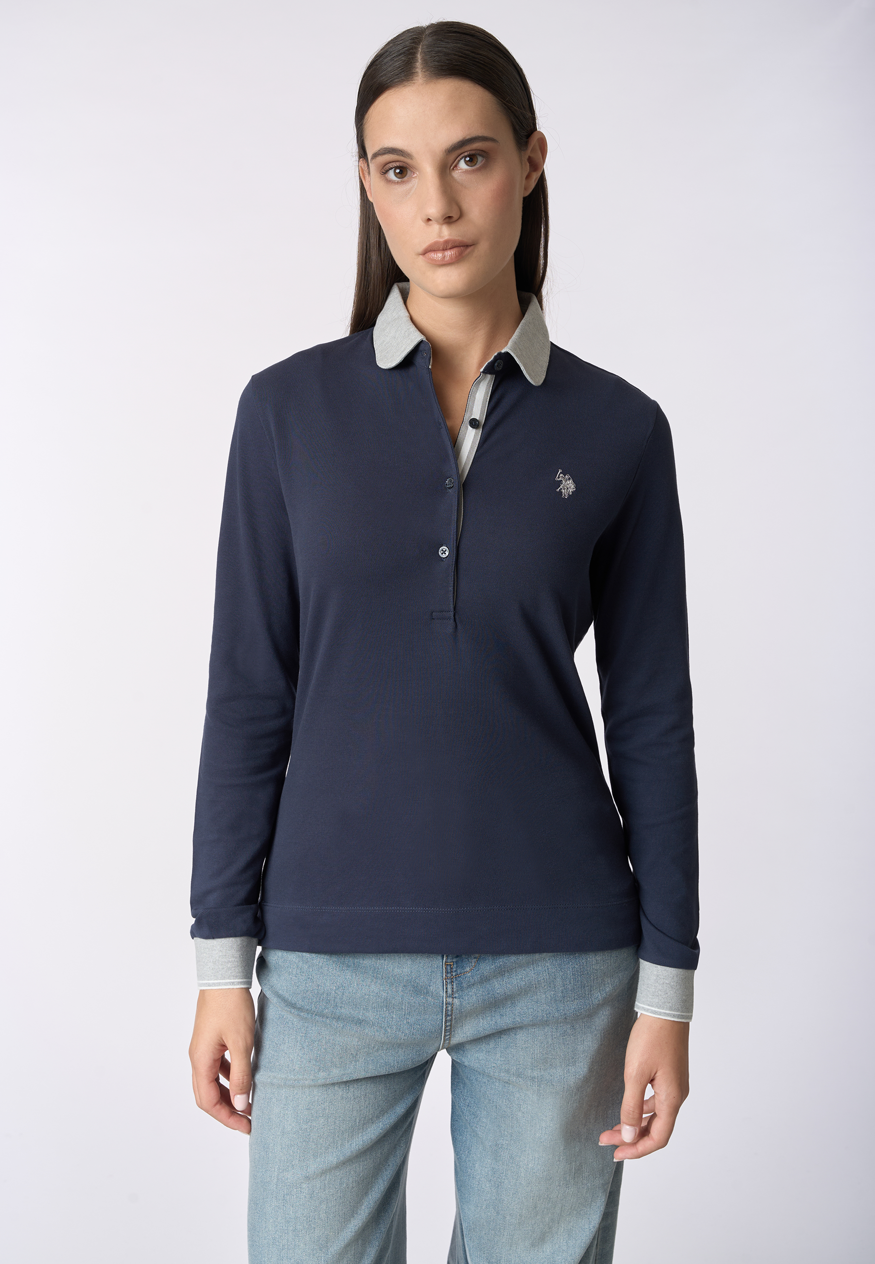 Polo shirt a maniche lunghe micro piquet stretch