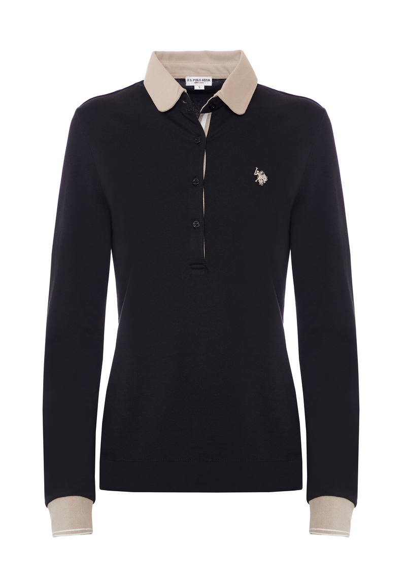Polo shirt a maniche lunghe micro piquet stretch