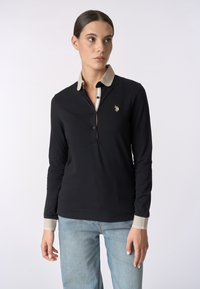 Polo shirt a maniche lunghe micro piquet stretch