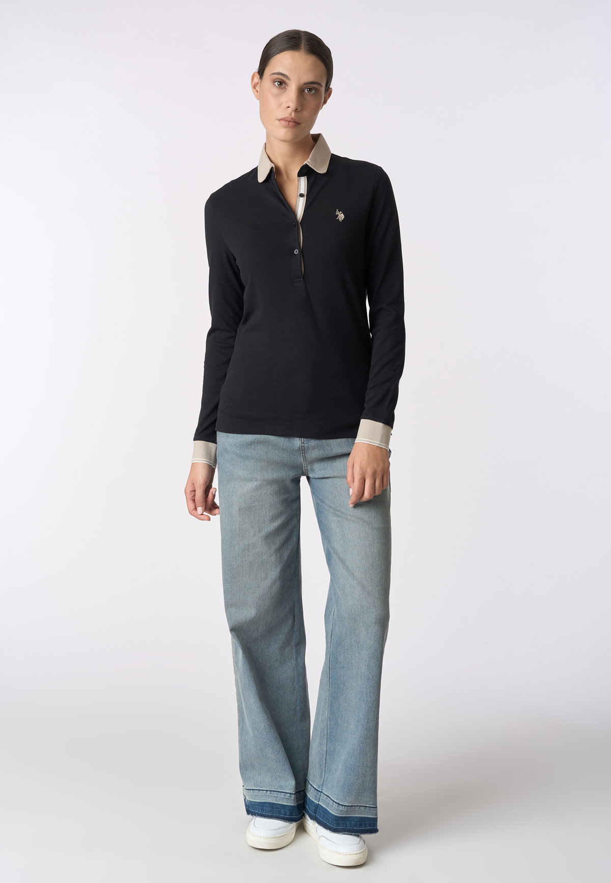 Polo shirt a maniche lunghe micro piquet stretch