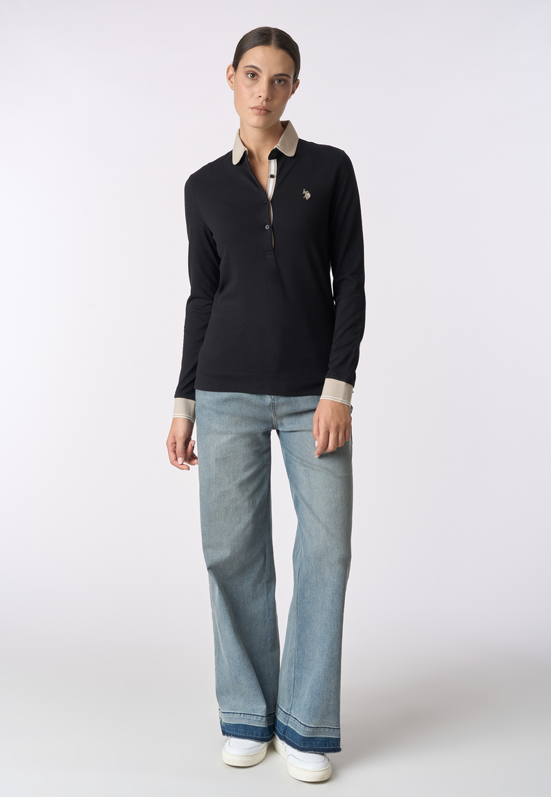 Polo shirt a maniche lunghe micro piquet stretch