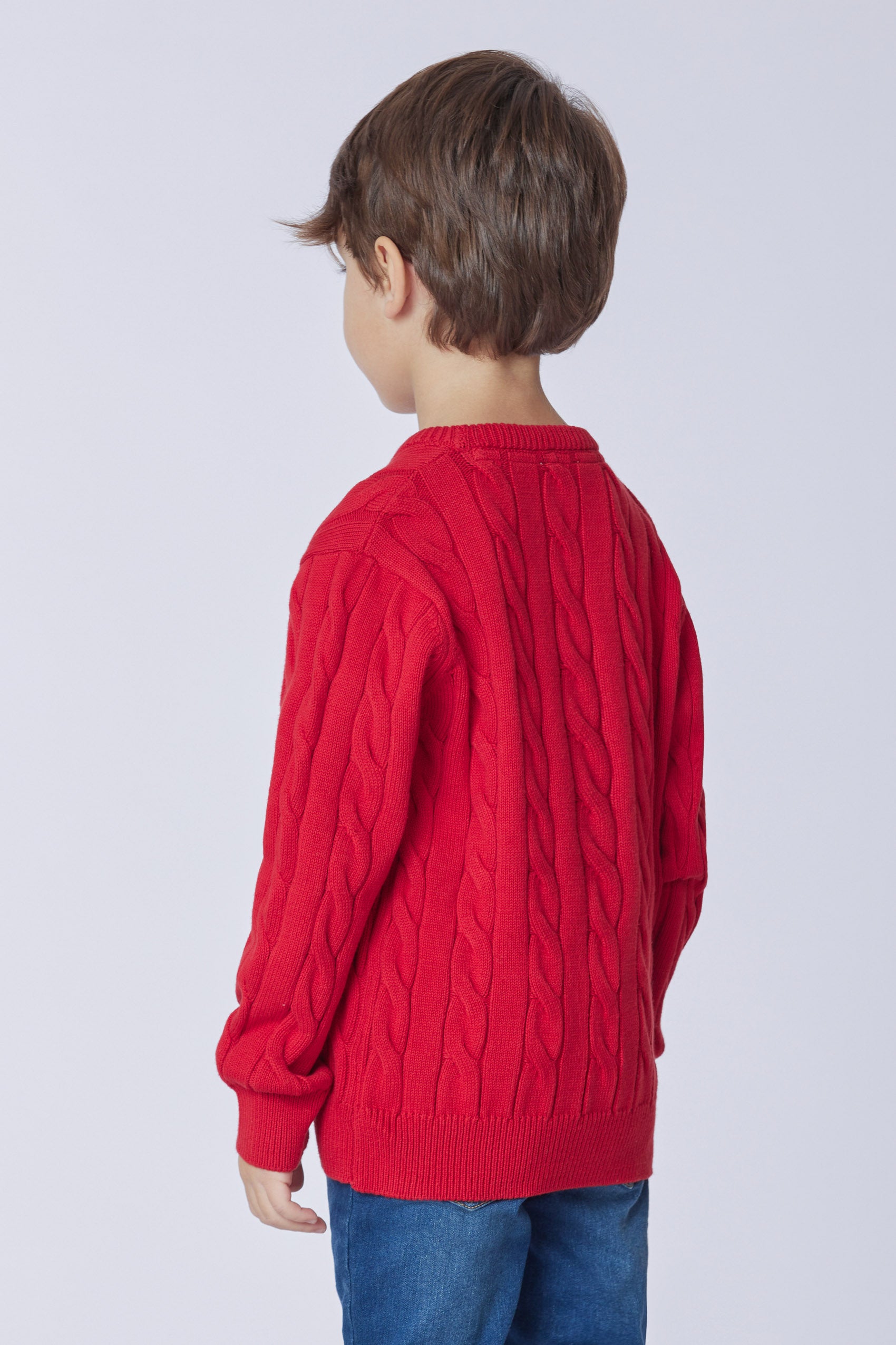 Maglia girocollo a treccia con logo