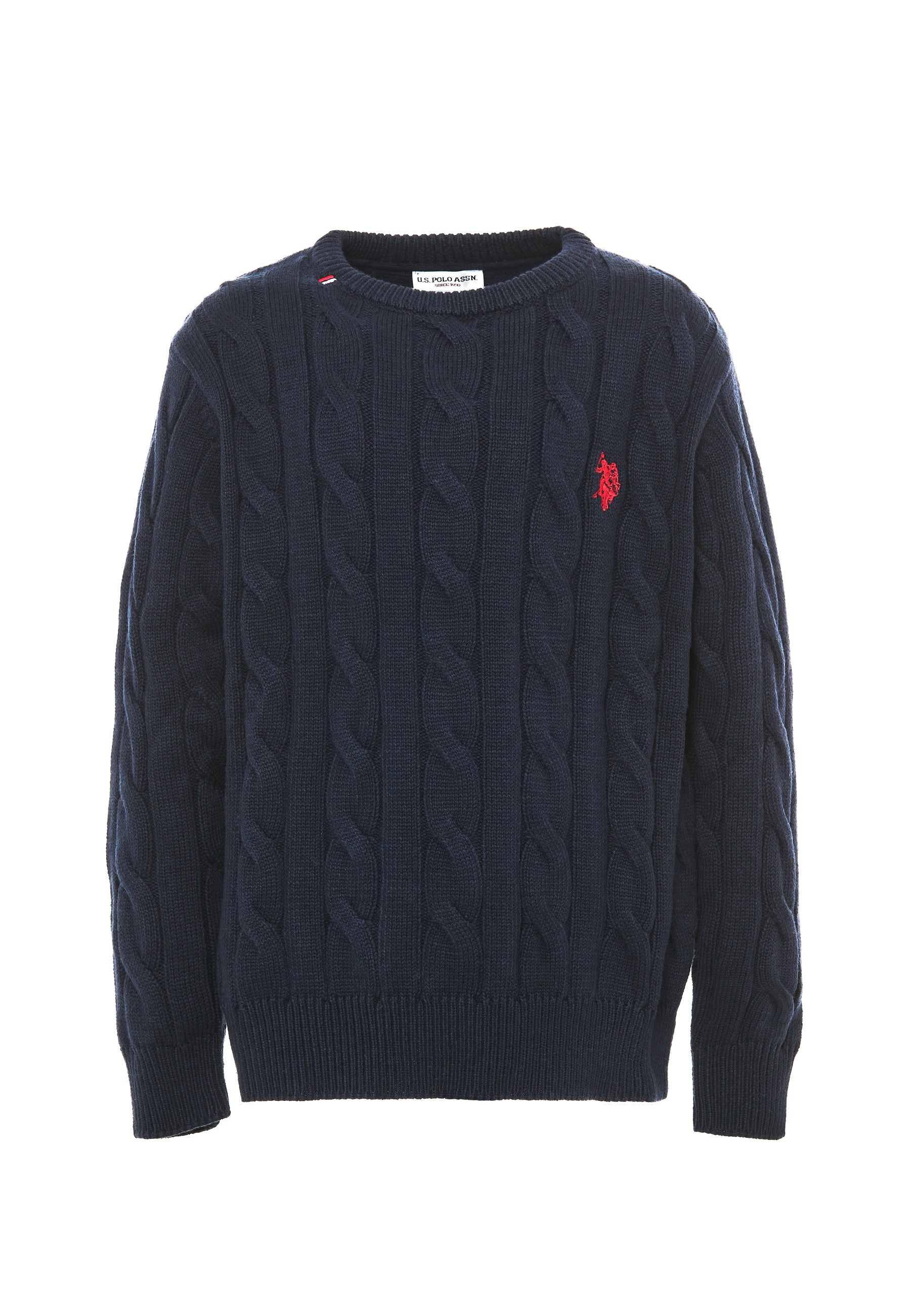 Maglia girocollo a treccia con logo