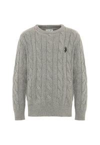 Maglia girocollo a treccia con logo