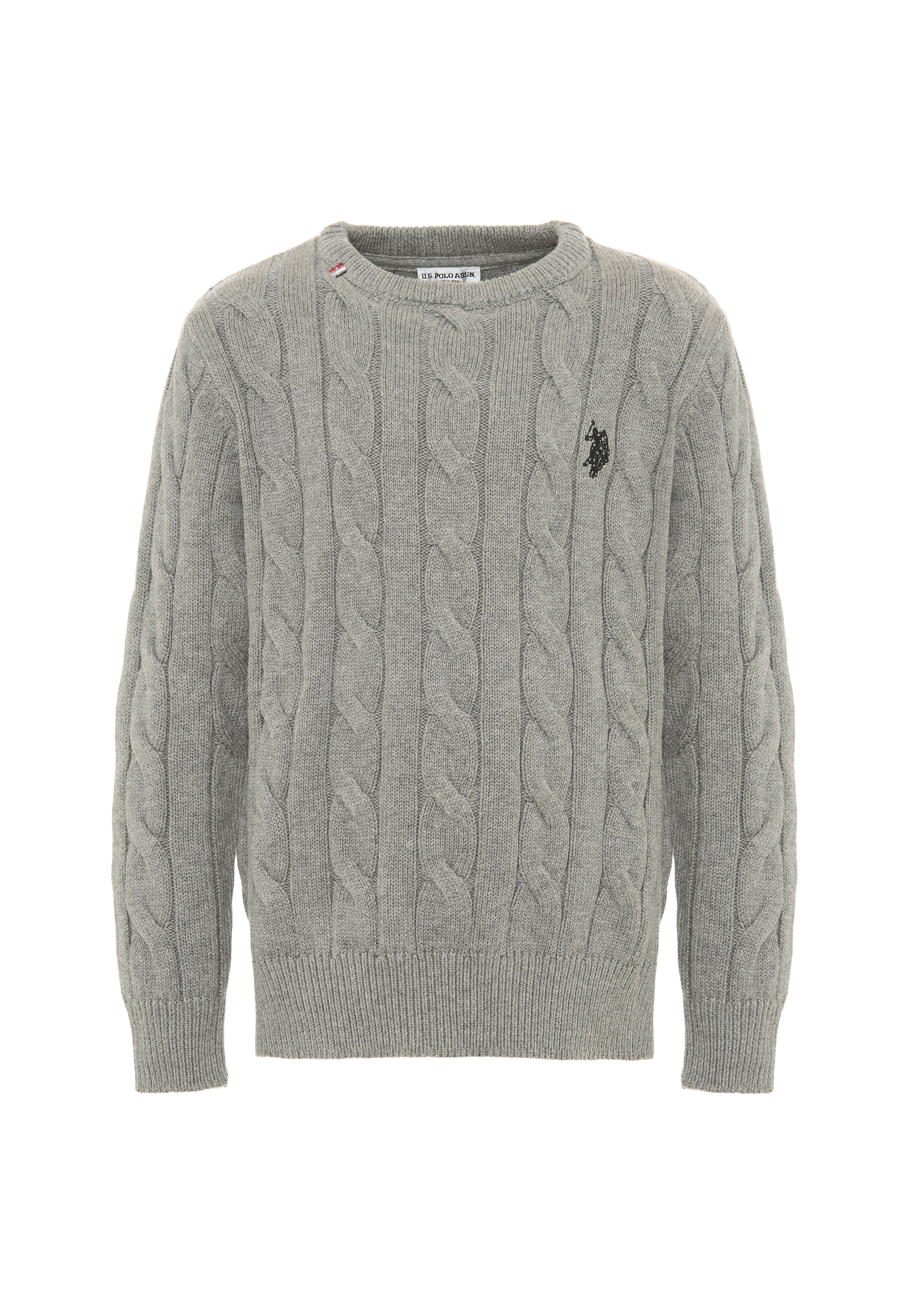 Maglia girocollo a treccia con logo