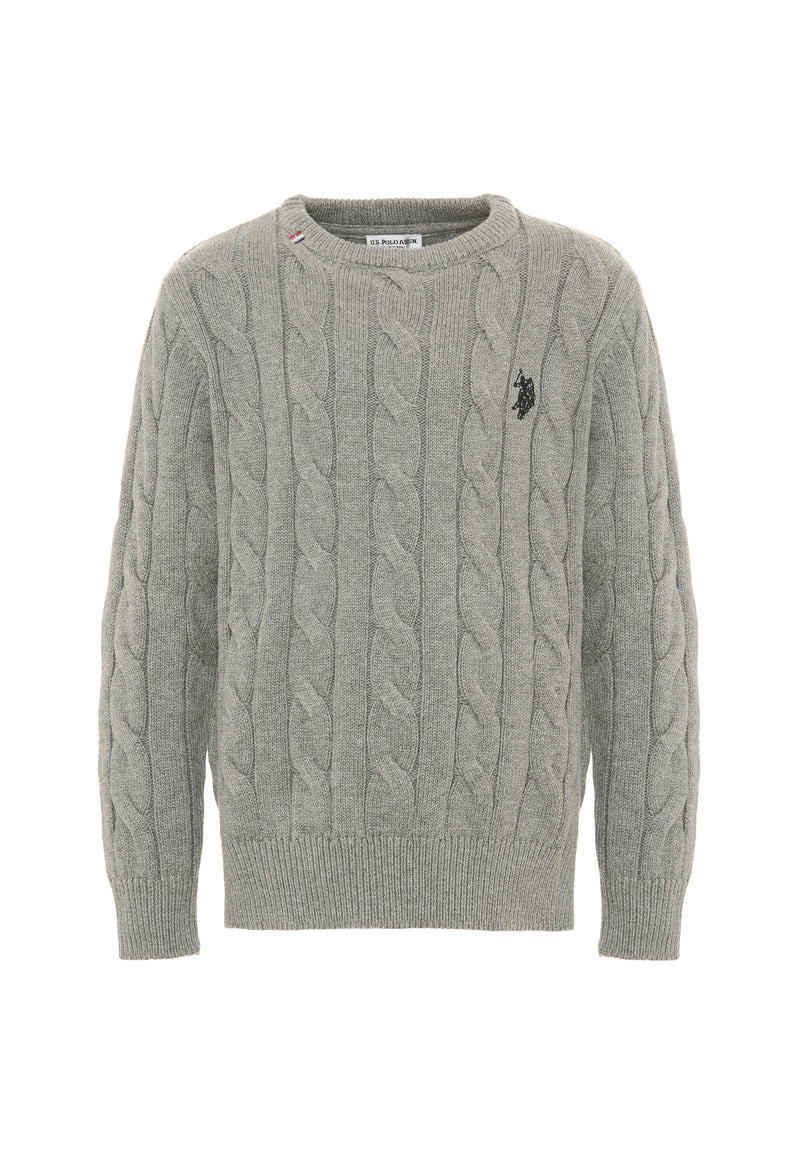 Maglia girocollo a treccia con logo