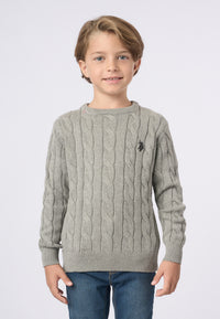 Maglia girocollo a treccia con logo