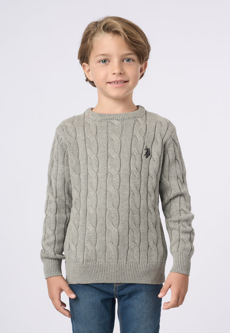 Maglia girocollo a treccia con logo