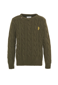 Maglia girocollo a treccia con logo