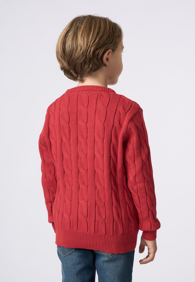 Maglia girocollo a treccia con logo