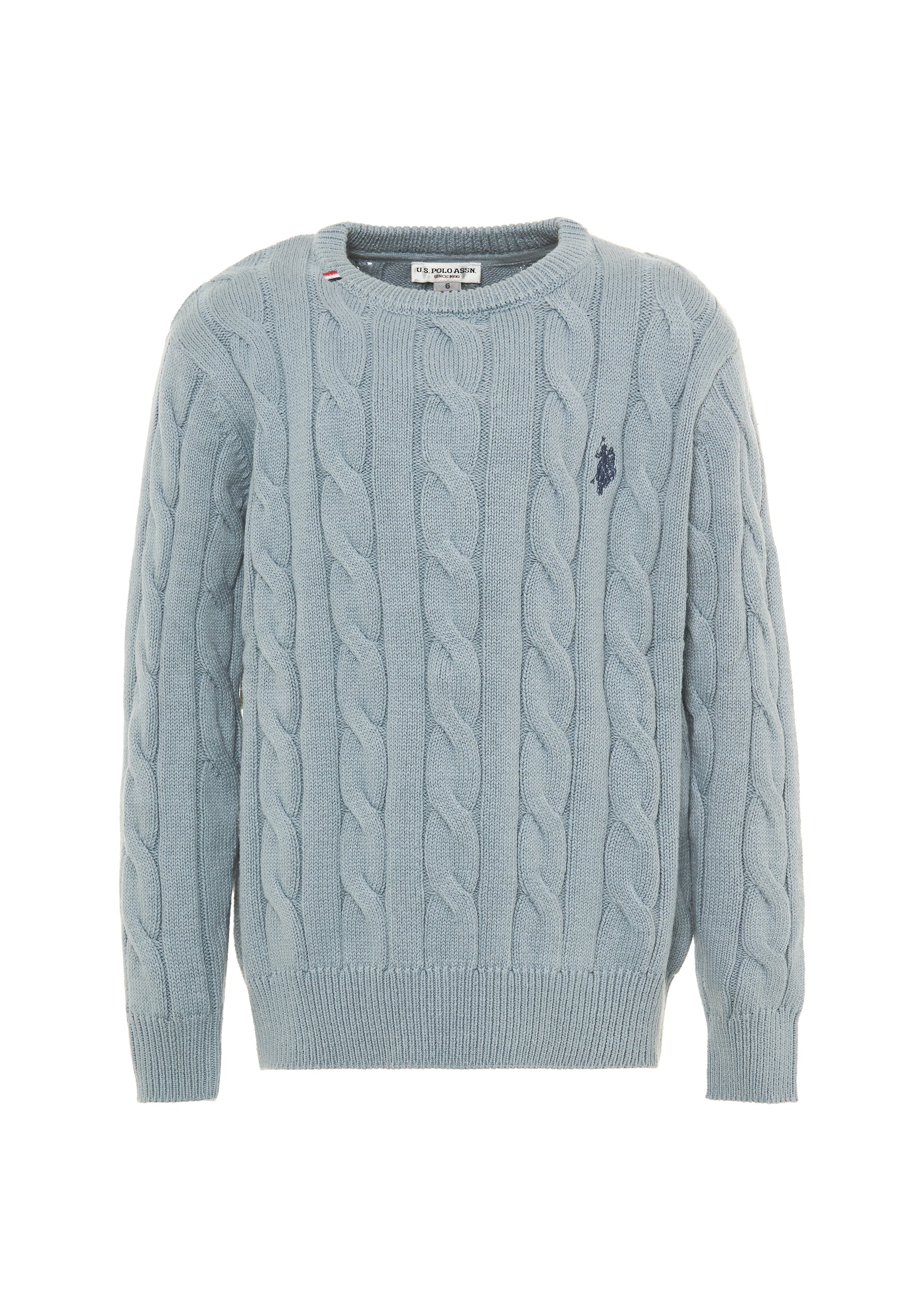 Maglia girocollo a treccia con logo