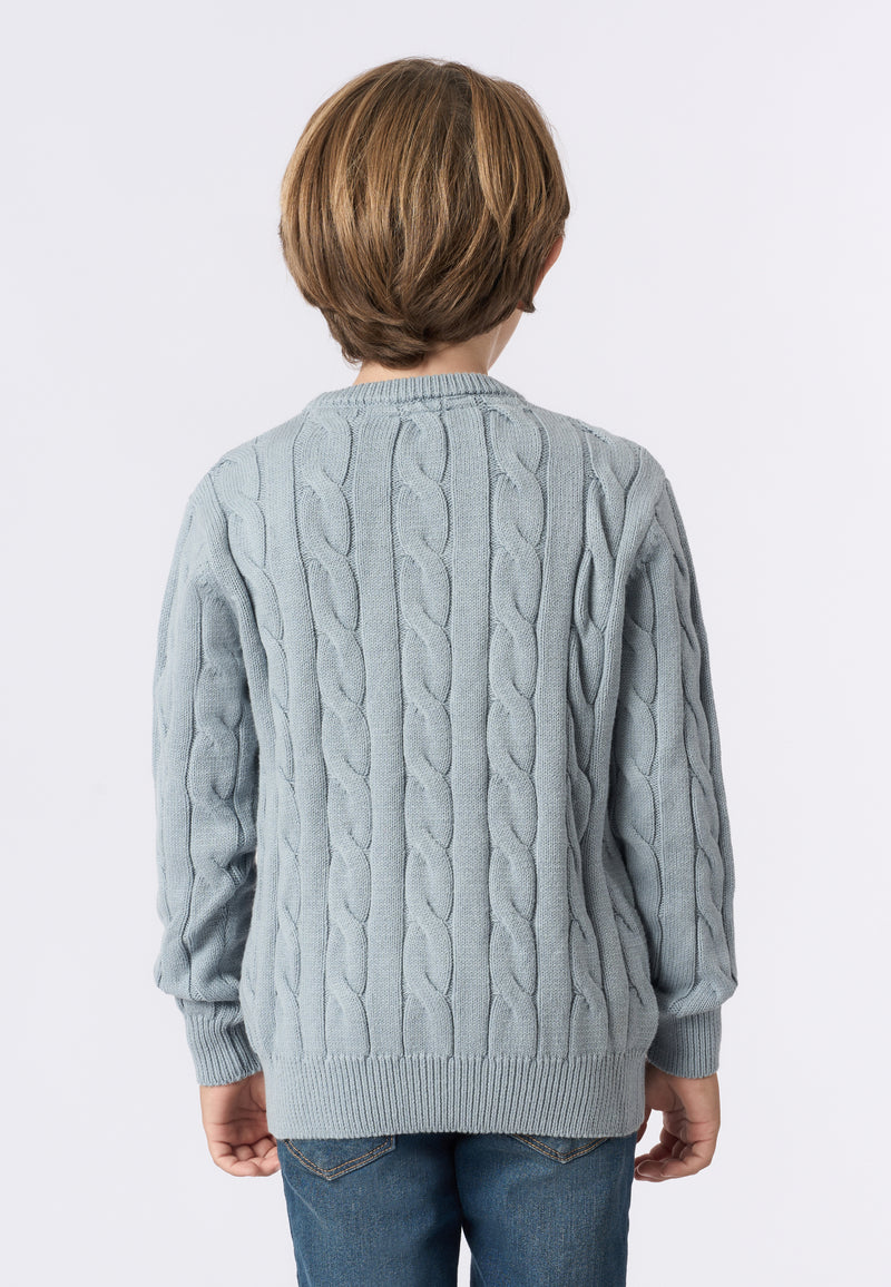 Maglia girocollo a treccia con logo