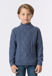 Maglia collo a lupetto lavorazione a treccia