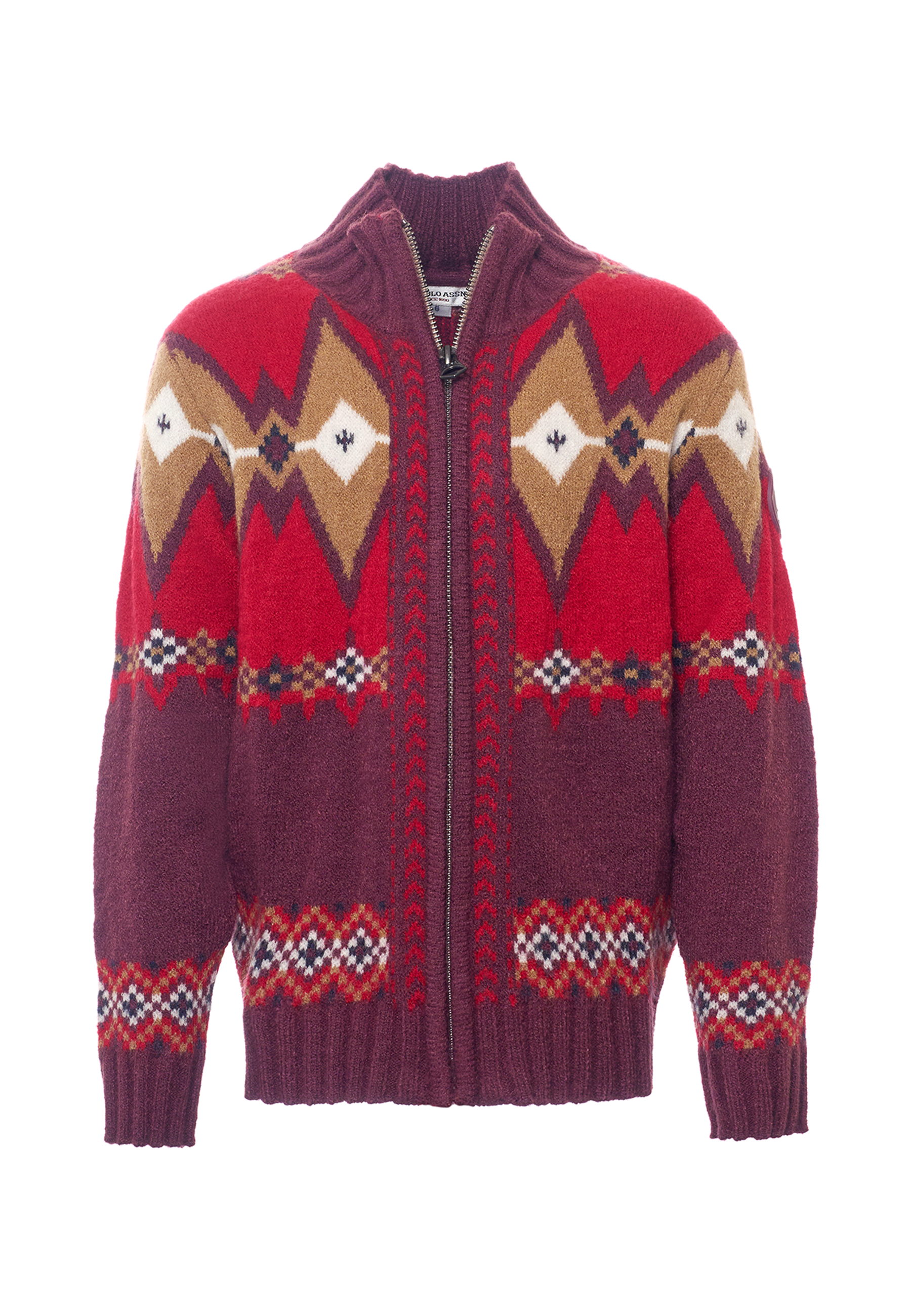 Maglia a collo alto full zip con fantasia