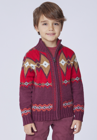 Maglia a collo alto full zip con fantasia