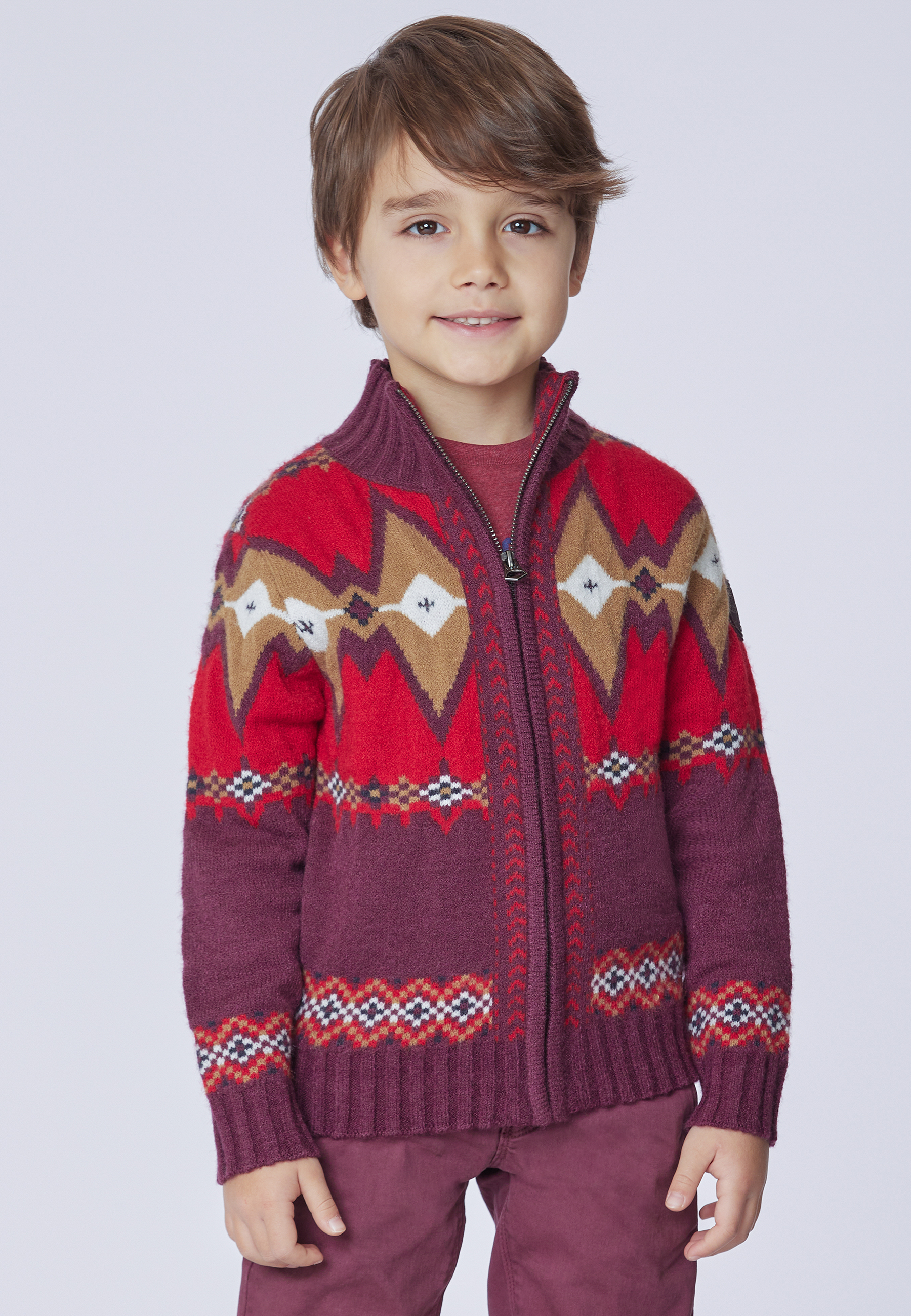 Maglia a collo alto full zip con fantasia