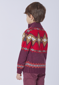 Maglia a collo alto full zip con fantasia