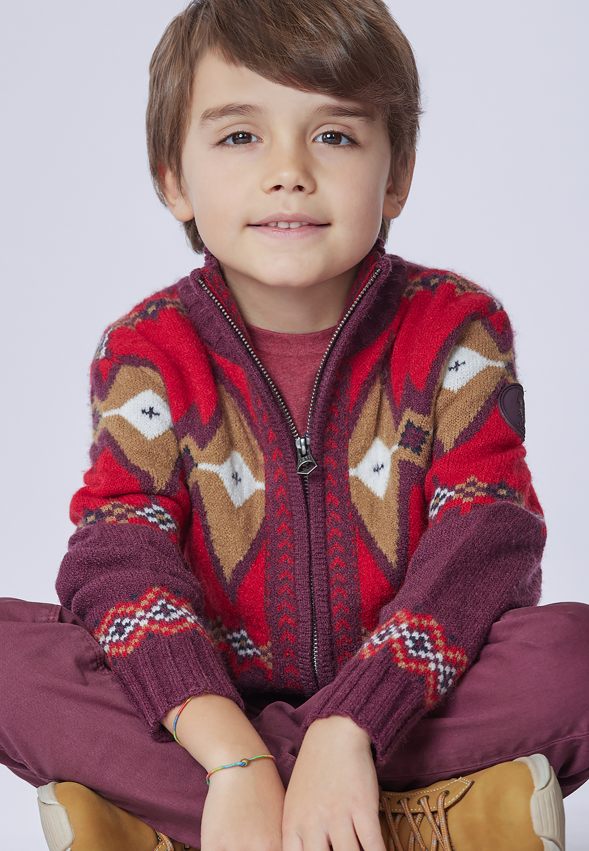 Maglia a collo alto full zip con fantasia