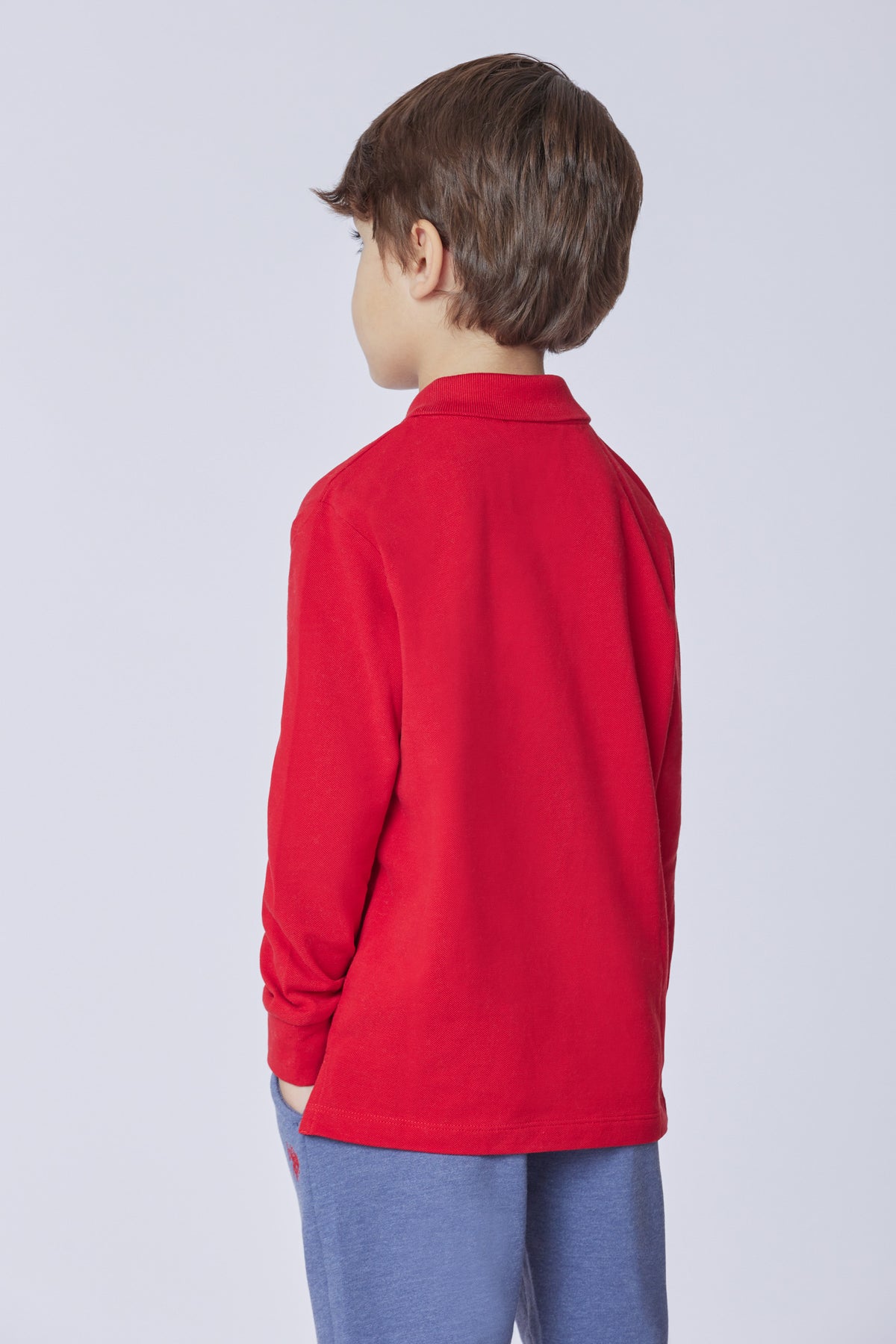 Polo shirt a maniche lunghe in cotone piquet