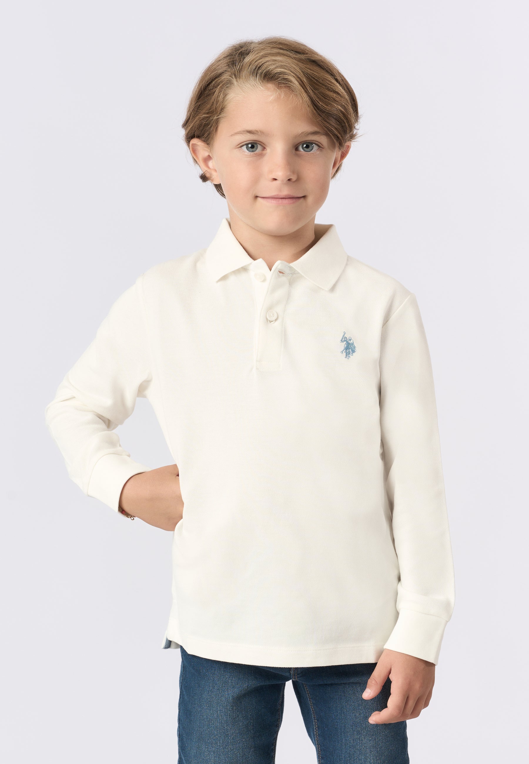 Polo shirt a maniche lunghe in cotone piquet