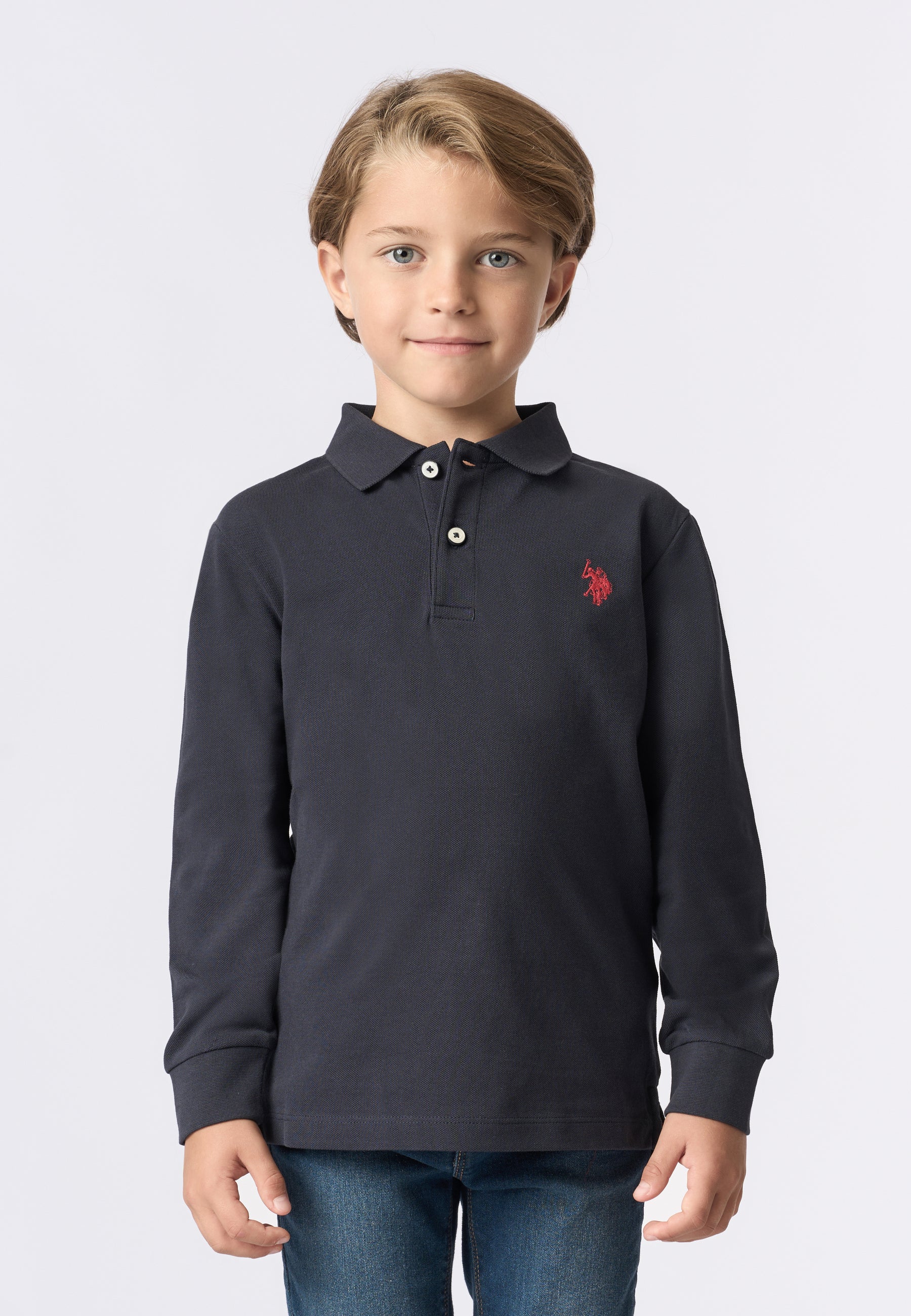 Polo shirt a maniche lunghe in cotone piquet