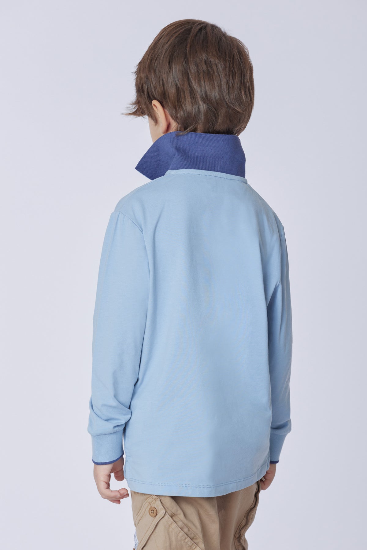 Polo shirt a maniche lunghe in cotone stretch con logo