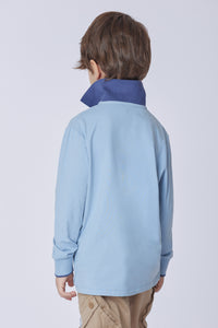 Polo shirt a maniche lunghe in cotone stretch con logo