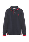 Polo shirt a maniche lunghe in cotone stretch con logo