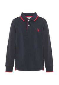Polo shirt a maniche lunghe in cotone stretch con logo