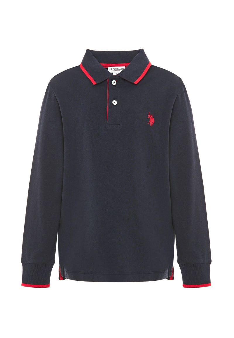 Polo shirt a maniche lunghe in cotone stretch con logo