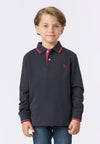 Polo shirt a maniche lunghe in cotone stretch con logo