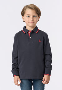 Polo shirt a maniche lunghe in cotone stretch con logo