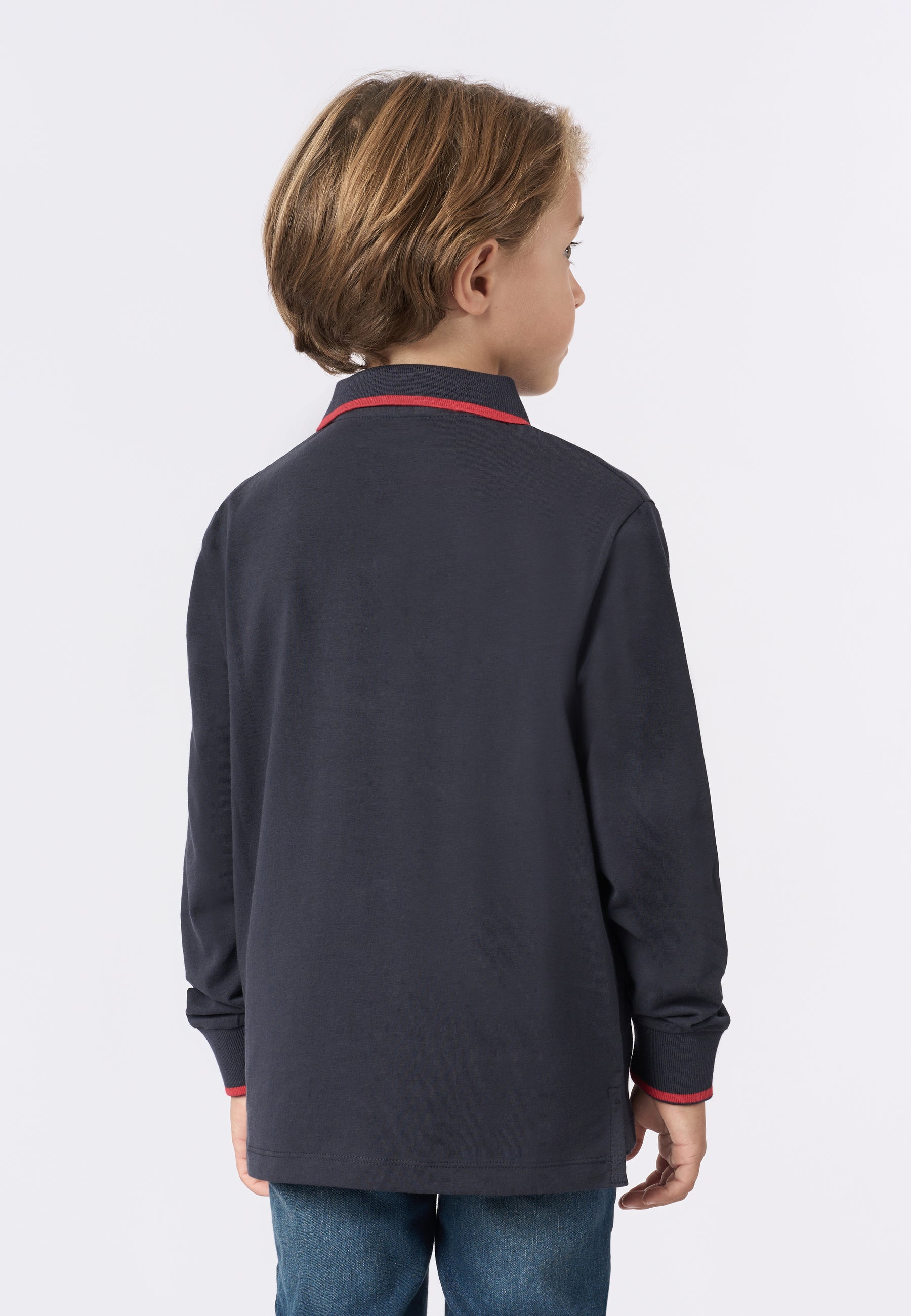 Polo shirt a maniche lunghe in cotone stretch con logo