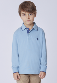 Polo shirt a maniche lunghe in cotone stretch con logo