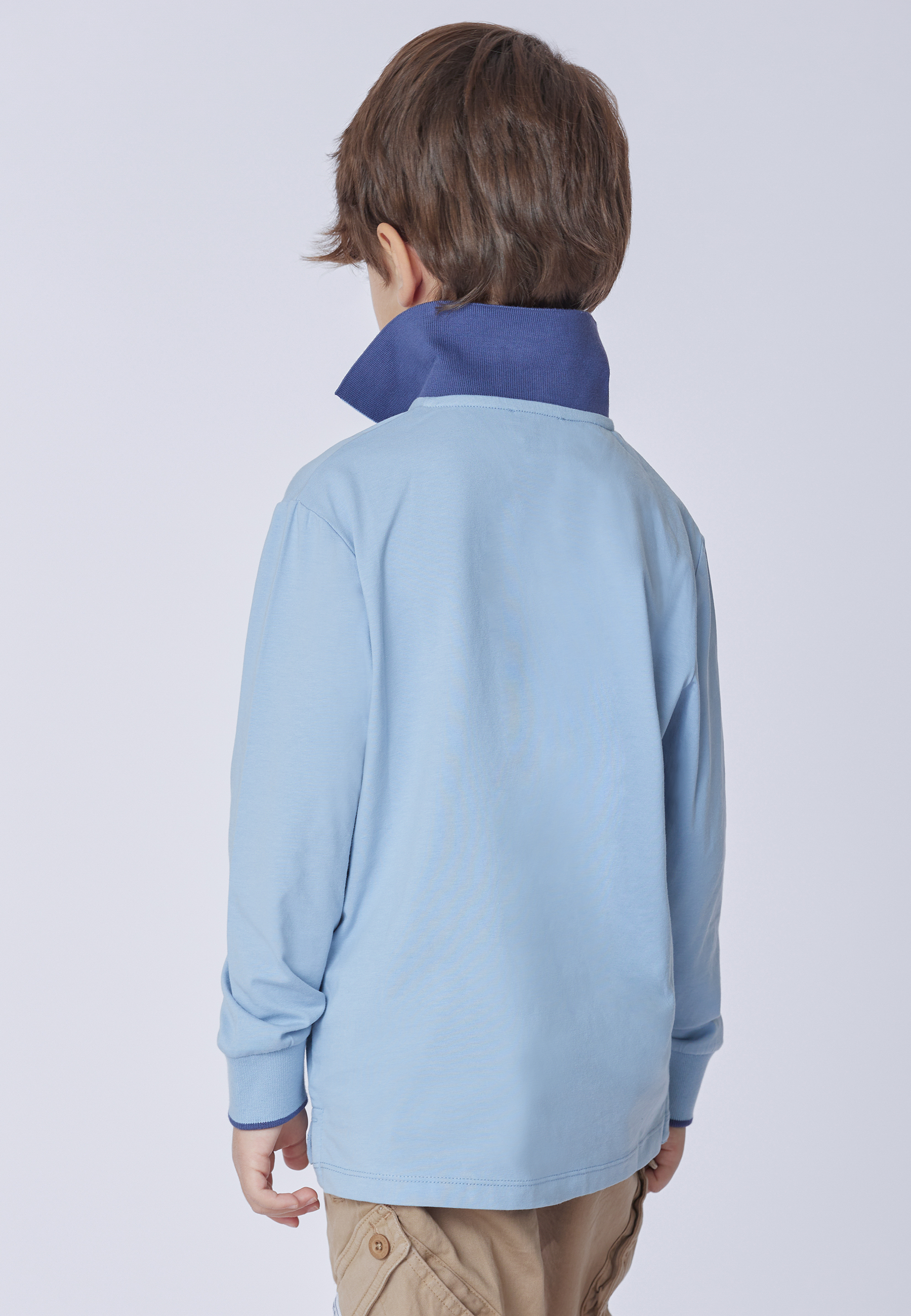 Polo shirt a maniche lunghe in cotone stretch con logo