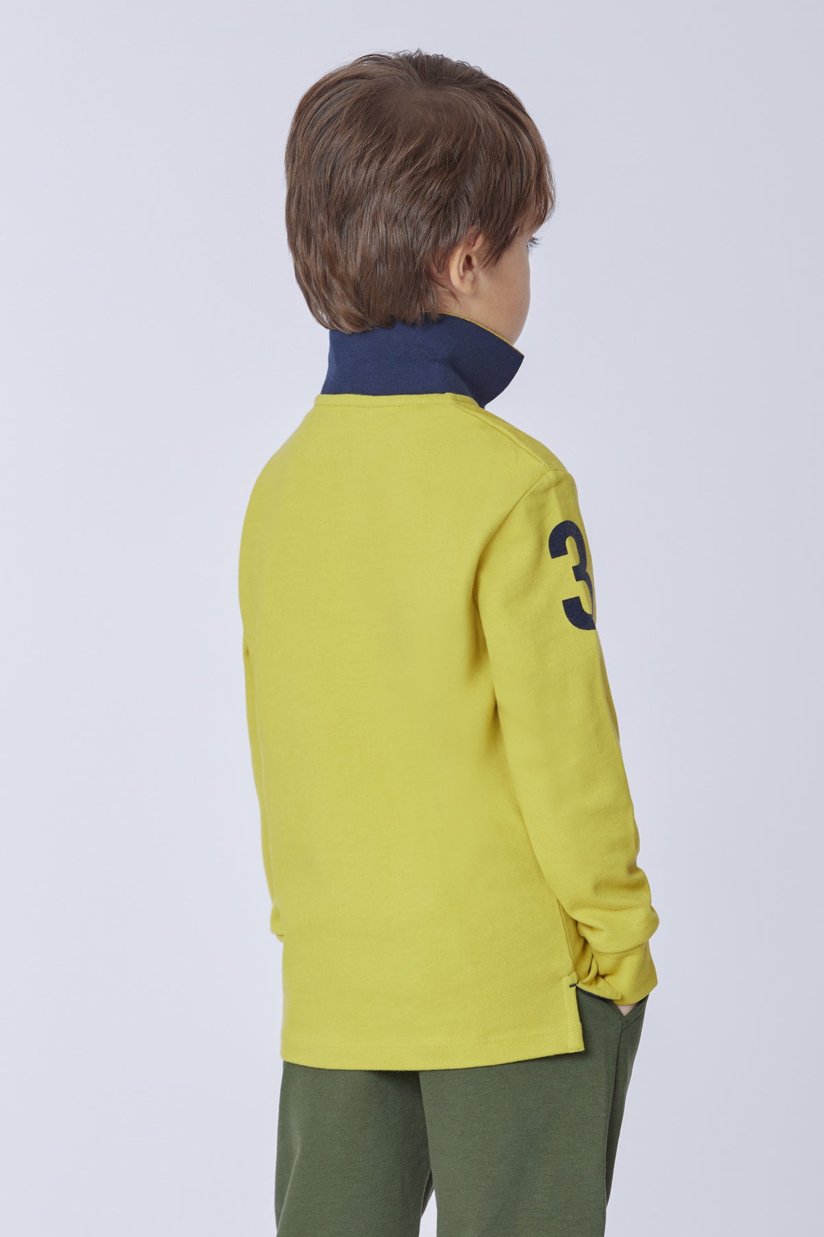 Polo shirt a maniche lunghe carbon finishing con numero
