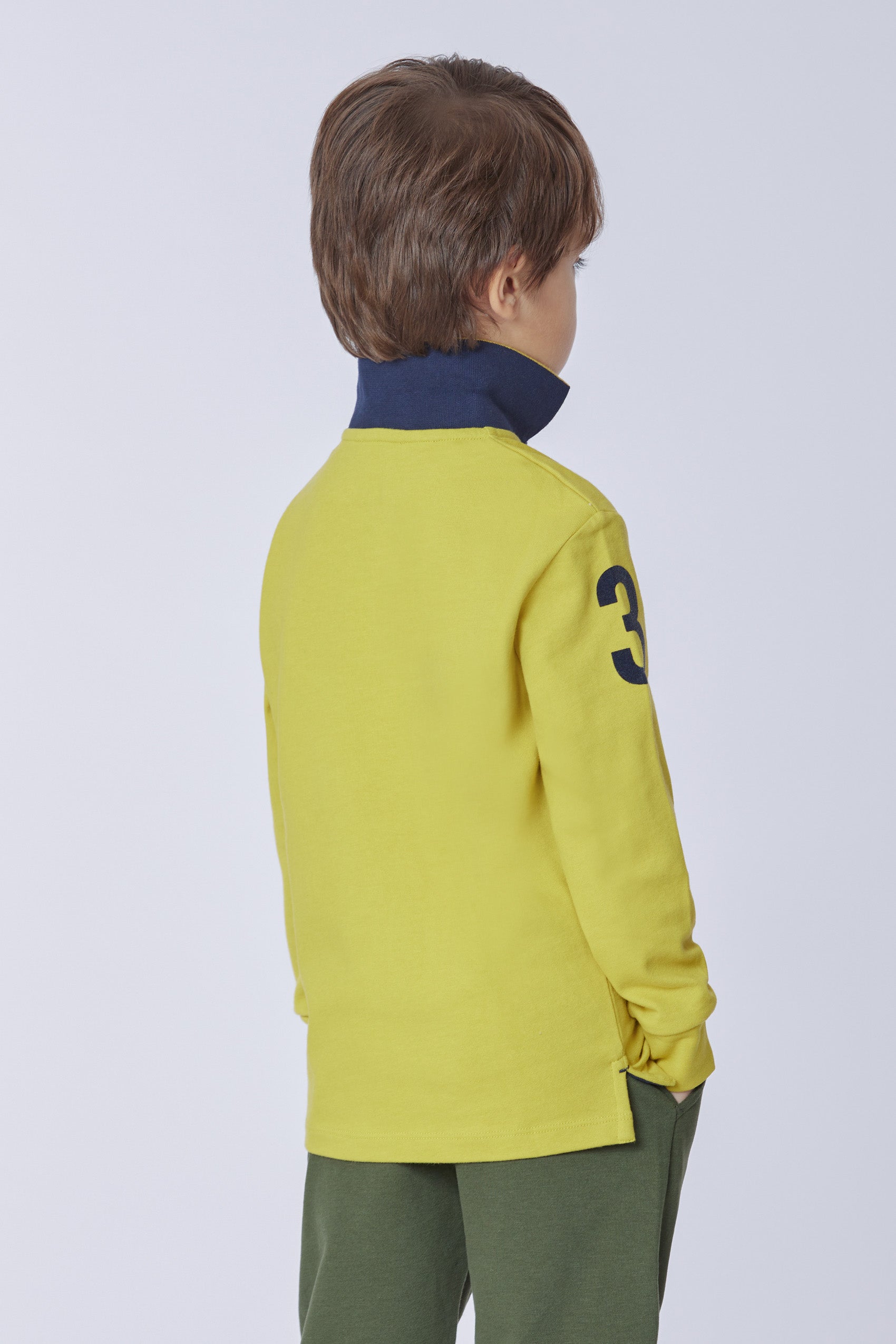Polo shirt a maniche lunghe carbon finishing con numero