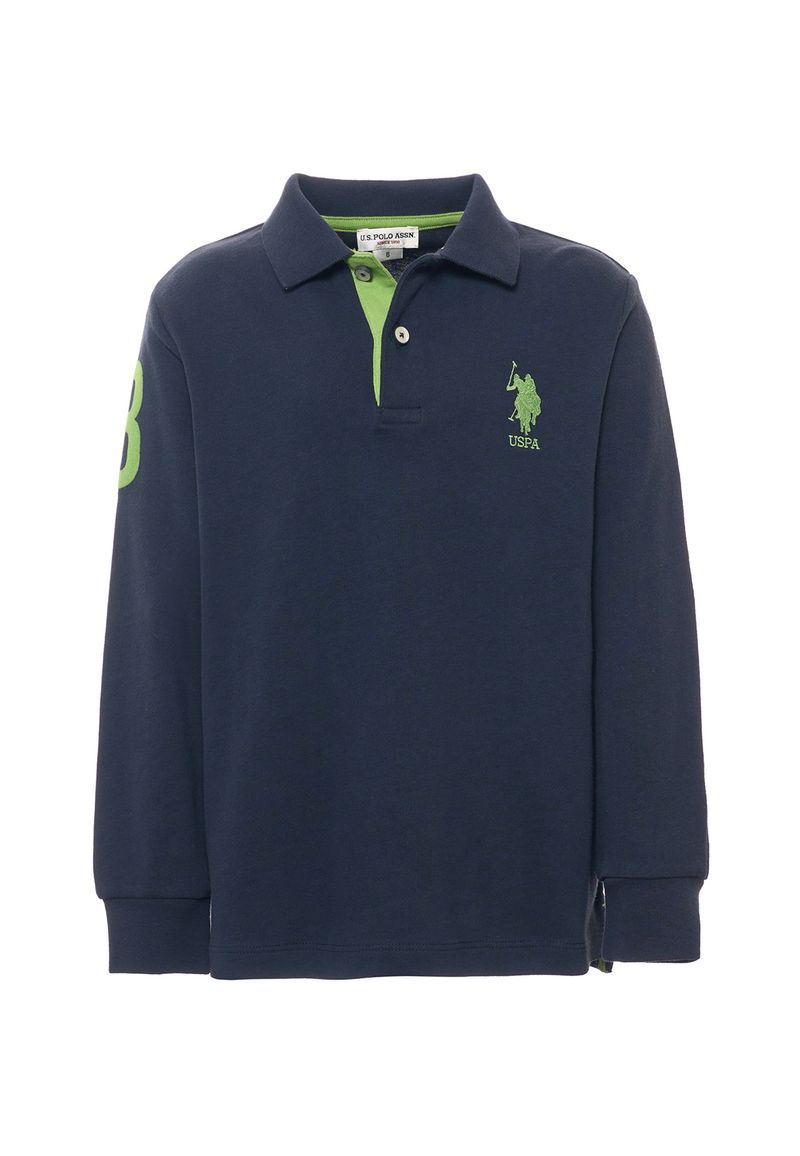 Polo shirt a maniche lunghe carbon finishing con numero