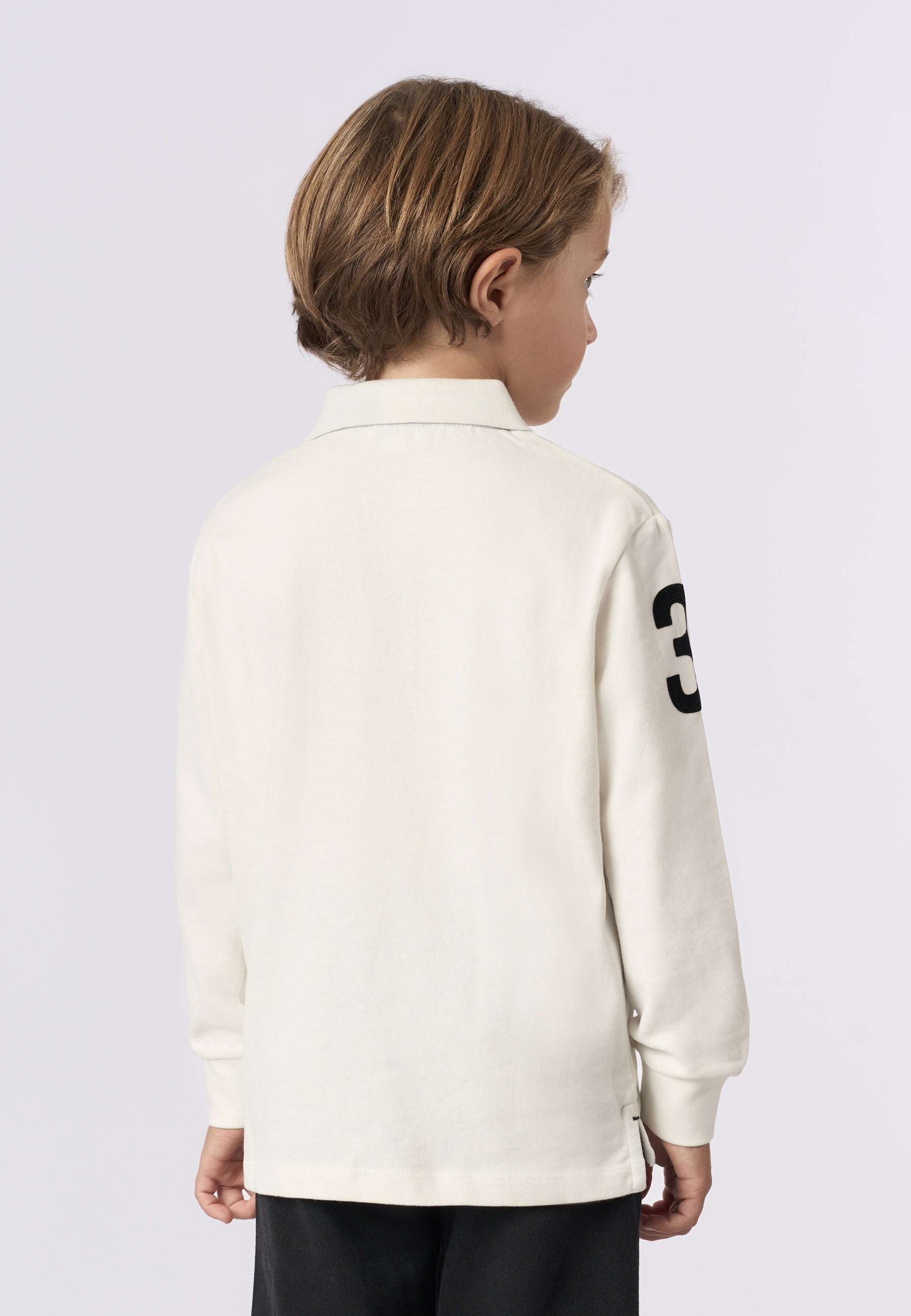 Polo shirt a maniche lunghe carbon finishing con numero