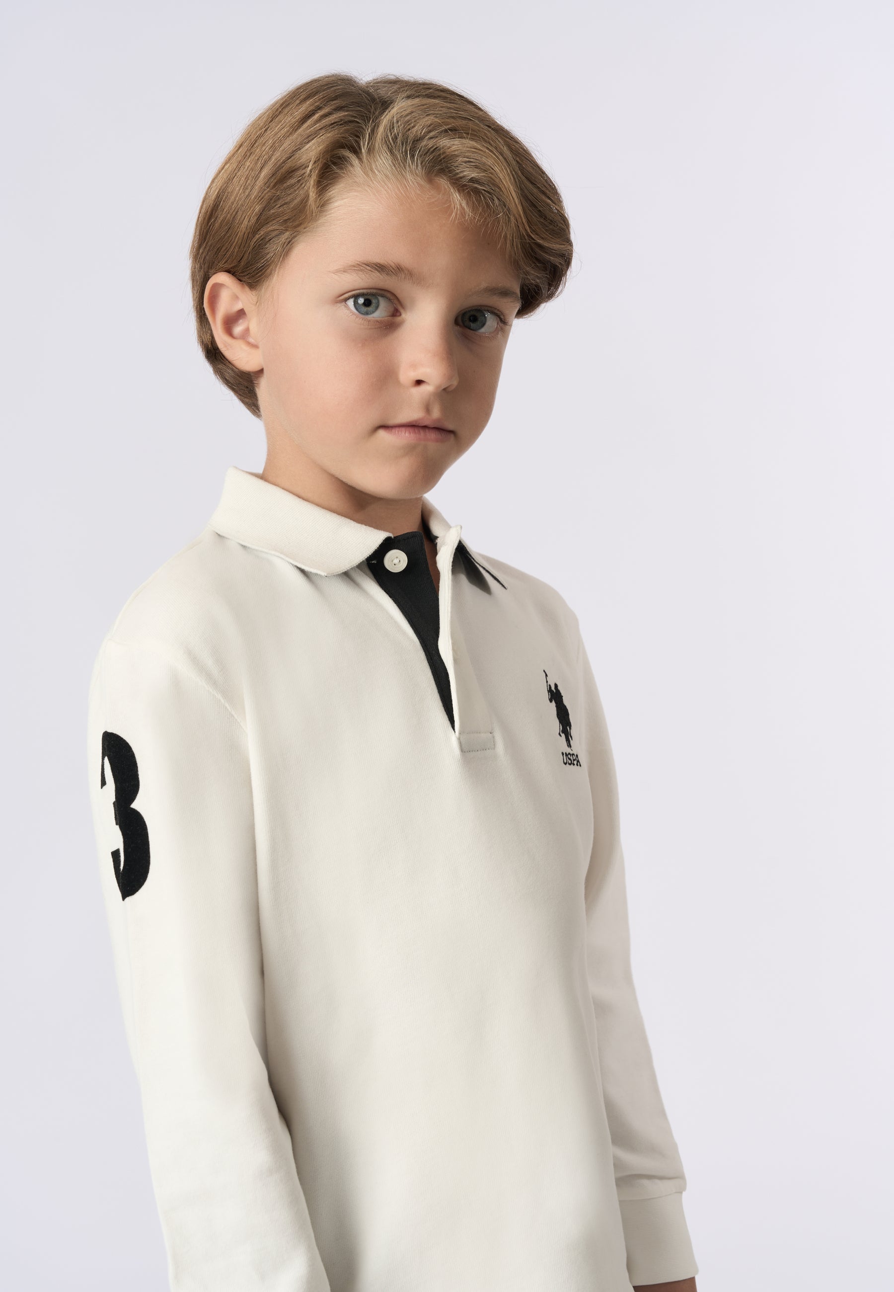 Polo shirt a maniche lunghe carbon finishing con numero