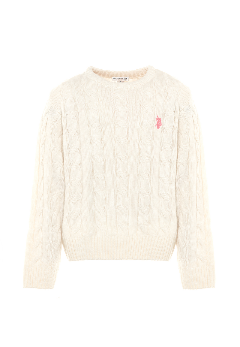 Maglia girocollo a treccia