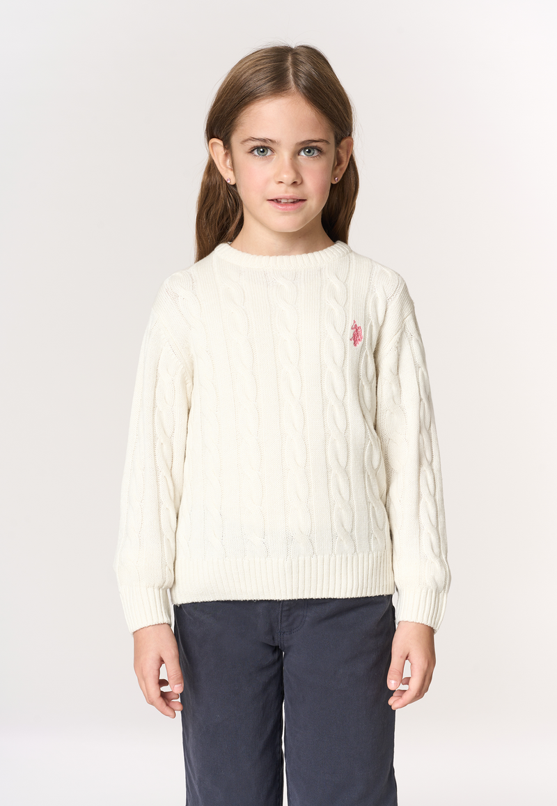 Maglia girocollo a treccia