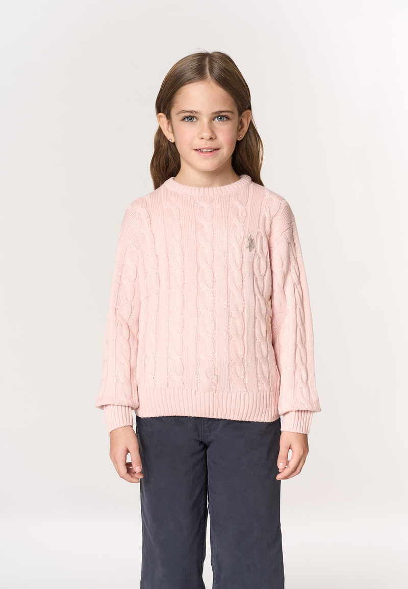 Maglia girocollo a treccia