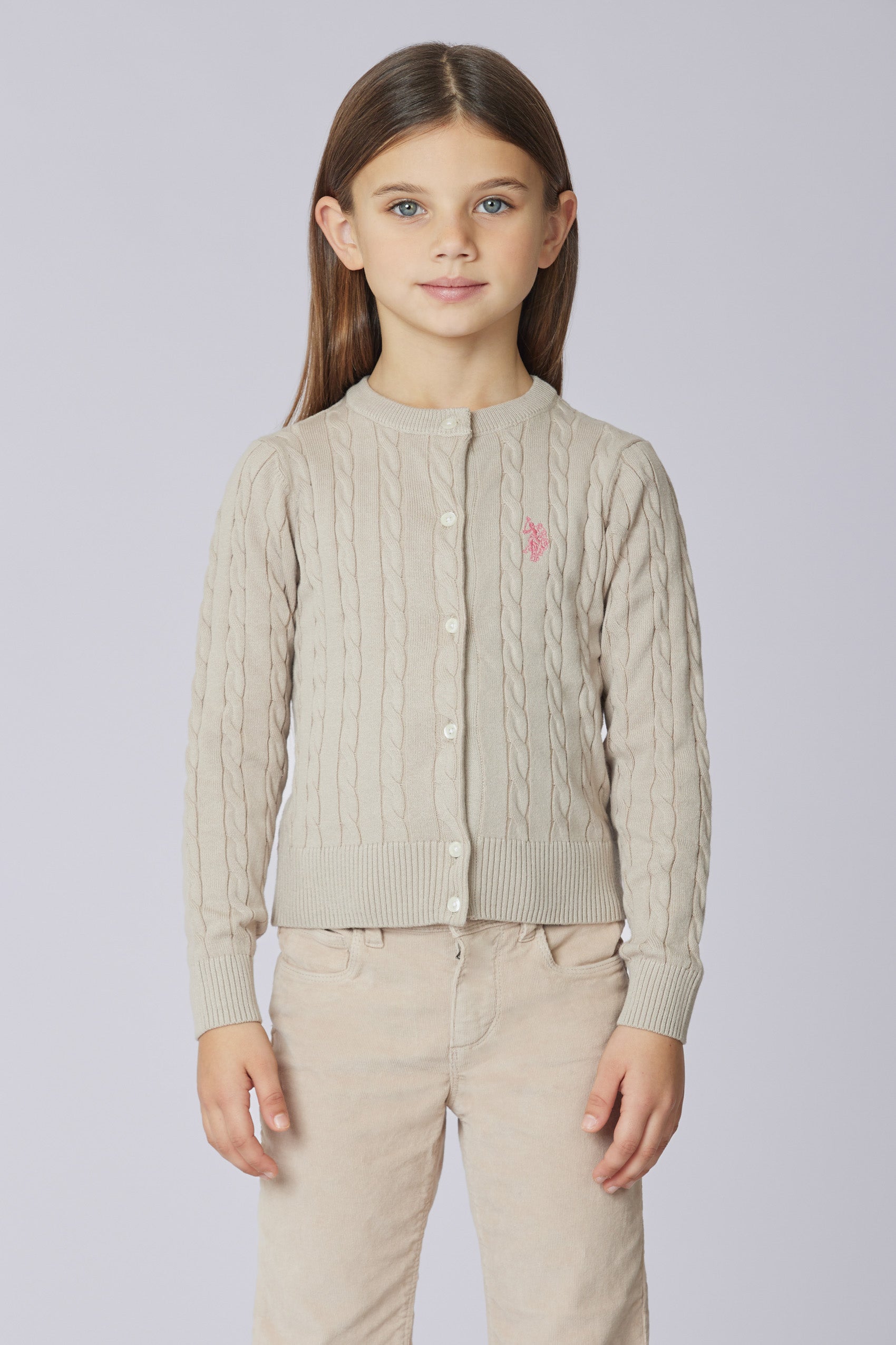 Cardigan girocollo a treccia