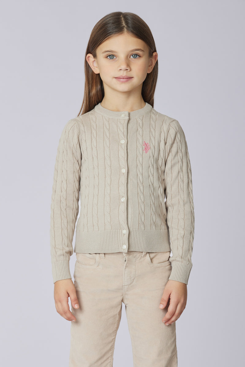 Cardigan girocollo a treccia