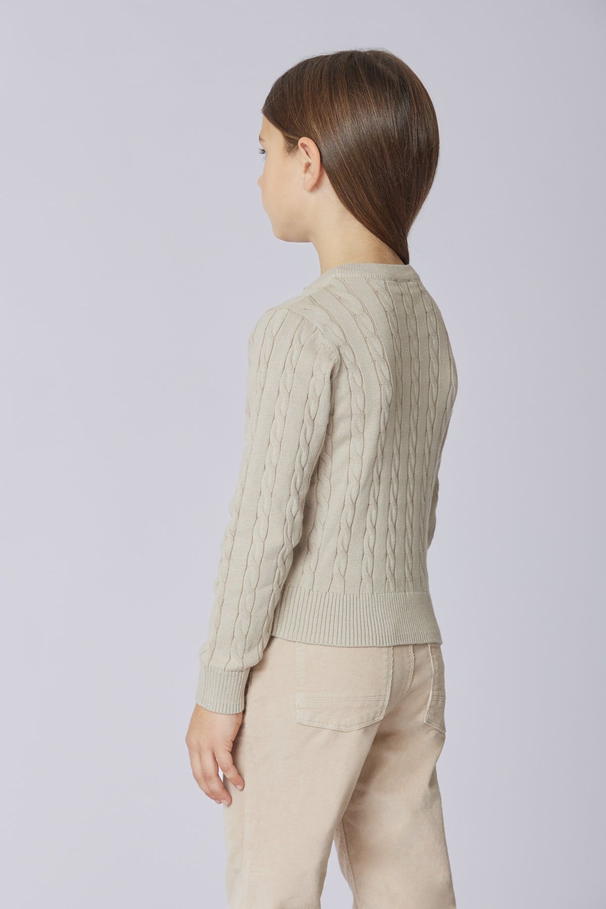 Cardigan girocollo a treccia
